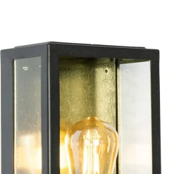 QAZQA Buiten wandlamp zwart met goud en bewegingsmelder - Rotterdam