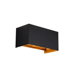 QAZQA Buiten wandlamp zwart met goud incl. LED 4-lichts IP54 - Edwin
