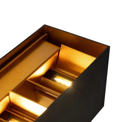 QAZQA Buiten wandlamp zwart met goud incl. LED 4-lichts IP54 - Edwin