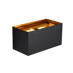 QAZQA Buiten wandlamp zwart met goud incl. LED 4-lichts IP54 - Edwin