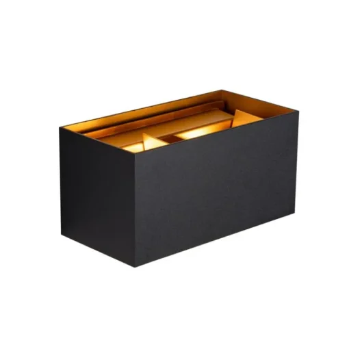 QAZQA Buiten wandlamp zwart met goud incl. LED 4-lichts IP54 - Edwin