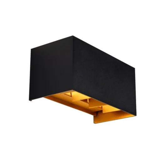 QAZQA Buiten wandlamp zwart met goud incl. LED 4-lichts IP54 - Edwin
