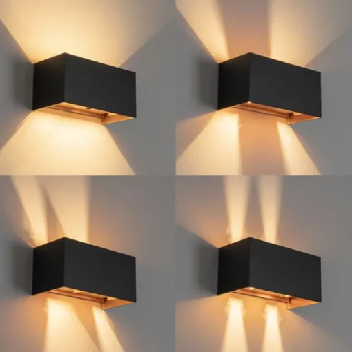 QAZQA Buiten wandlamp zwart met goud incl. LED 4-lichts IP54 - Edwin