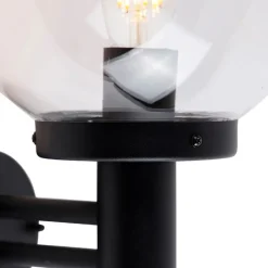 QAZQA Buiten wandlamp zwart met kunststof IP44 RVS - Sfera