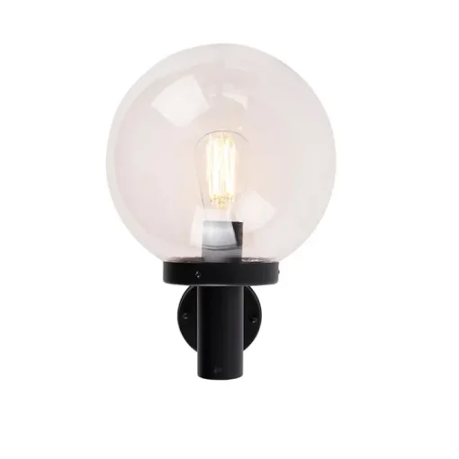 QAZQA Buiten wandlamp zwart met kunststof IP44 RVS - Sfera