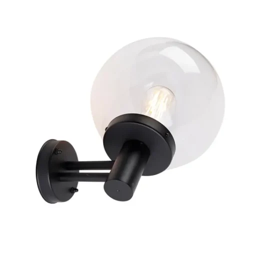 QAZQA Buiten wandlamp zwart met kunststof IP44 RVS - Sfera