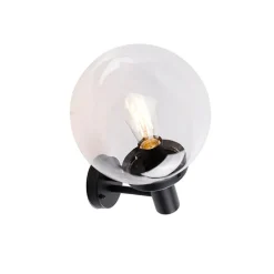 QAZQA Buiten wandlamp zwart met kunststof IP44 RVS - Sfera