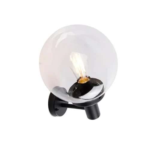 QAZQA Buiten wandlamp zwart met kunststof IP44 RVS - Sfera