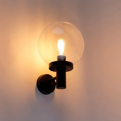 QAZQA Buiten wandlamp zwart met kunststof IP44 RVS - Sfera