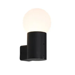 QAZQA Buiten wandlamp zwart met opaal glas IP44 - Huma