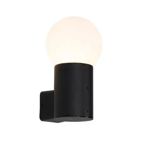 QAZQA Buiten wandlamp zwart met opaal glas IP44 - Huma