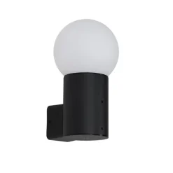 QAZQA Buiten wandlamp zwart met opaal glas IP44 - Huma