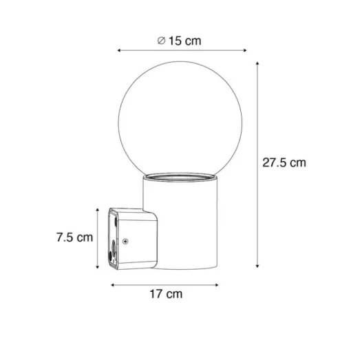 QAZQA Buiten wandlamp zwart met opaal glas IP44 - Huma