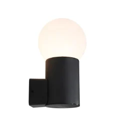 QAZQA Buiten wandlamp zwart met opaal glas IP44 - Huma