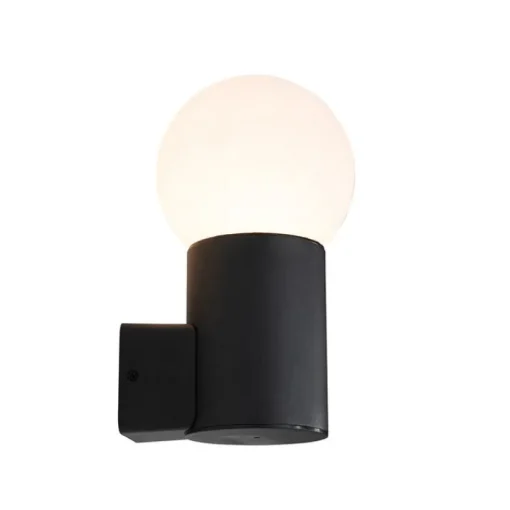 QAZQA Buiten wandlamp zwart met opaal glas IP44 - Huma