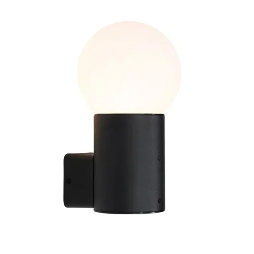 QAZQA Buiten wandlamp zwart met opaal glas IP44 - Huma