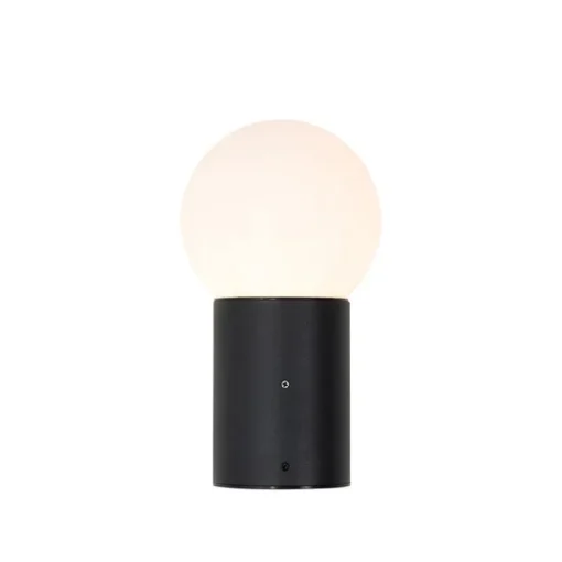 QAZQA Buiten wandlamp zwart met opaal glas IP44 - Huma