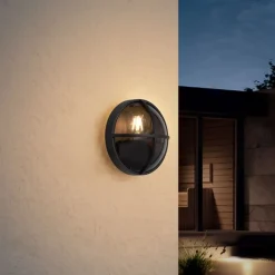 QAZQA Buiten wandlamp zwart rond IP65 - Target