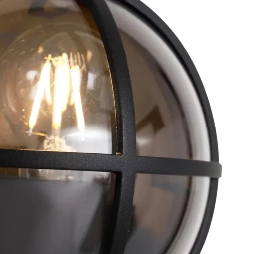 QAZQA Buiten wandlamp zwart rond IP65 - Target