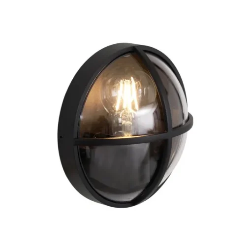 QAZQA Buiten wandlamp zwart rond IP65 - Target