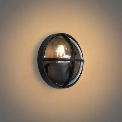 QAZQA Buiten wandlamp zwart rond IP65 - Target