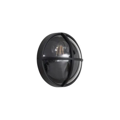 QAZQA Buiten wandlamp zwart rond IP65 - Target