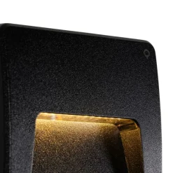 QAZQA Buiten wandlamp zwart vierkant incl. LED IP65 - Gem