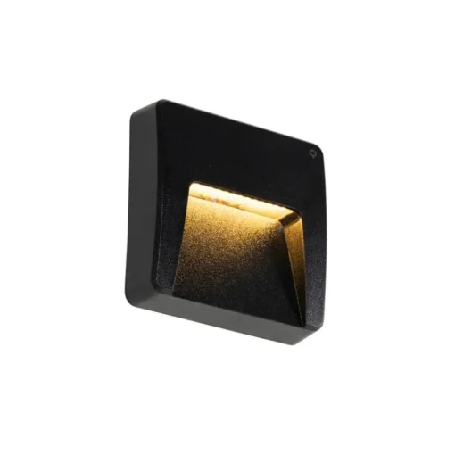 QAZQA Buiten wandlamp zwart vierkant incl. LED IP65 - Gem