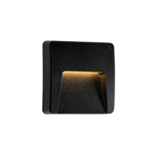 QAZQA Buiten wandlamp zwart vierkant incl. LED IP65 - Gem