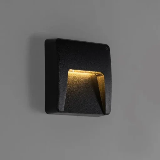 QAZQA Buiten wandlamp zwart vierkant incl. LED IP65 - Gem