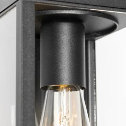 QAZQA Buiten wandlantaarn zwart IP44 met schemersensor - Charlois