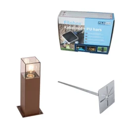 QAZQA Buitenlamp 30 cm roestbruin met grondpin en kabelmof - Denmark