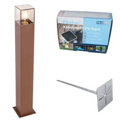 QAZQA Buitenlamp 70 cm roestbruin met grondpin en kabelmof - Denmark