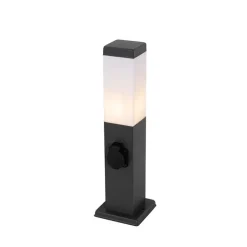 QAZQA Buitenlamp donkergrijs 45 cm met stopcontact IP44 - Malios