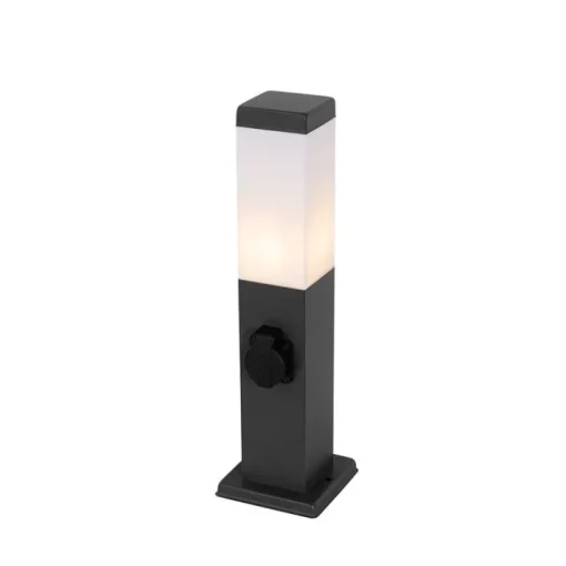 QAZQA Buitenlamp donkergrijs 45 cm met stopcontact IP44 - Malios