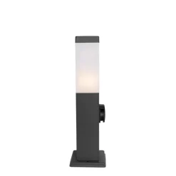QAZQA Buitenlamp donkergrijs 45 cm met stopcontact IP44 - Malios