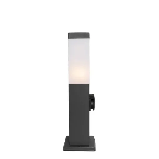 QAZQA Buitenlamp donkergrijs 45 cm met stopcontact IP44 - Malios
