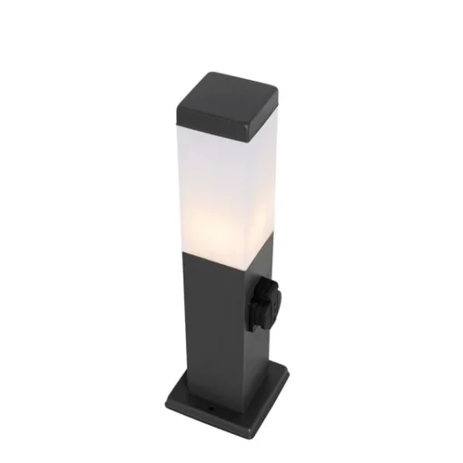 QAZQA Buitenlamp donkergrijs 45 cm met stopcontact IP44 - Malios