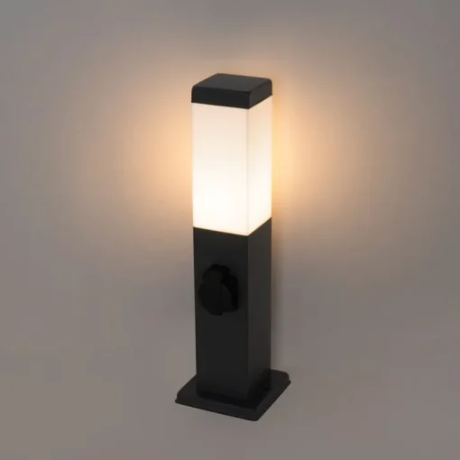 QAZQA Buitenlamp donkergrijs 45 cm met stopcontact IP44 - Malios