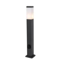 QAZQA Buitenlamp donkergrijs 80 cm met stopcontact IP44 - Malios