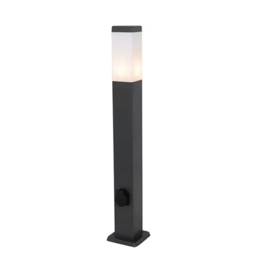 QAZQA Buitenlamp donkergrijs 80 cm met stopcontact IP44 - Malios