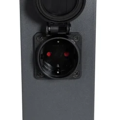 QAZQA Buitenlamp donkergrijs 80 cm met stopcontact IP44 - Malios