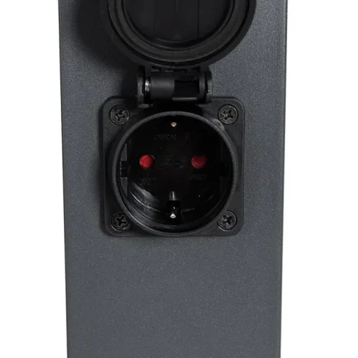 QAZQA Buitenlamp donkergrijs 80 cm met stopcontact IP44 - Malios