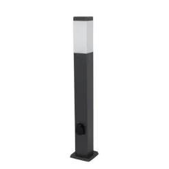 QAZQA Buitenlamp donkergrijs 80 cm met stopcontact IP44 - Malios