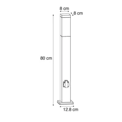 QAZQA Buitenlamp donkergrijs 80 cm met stopcontact IP44 - Malios