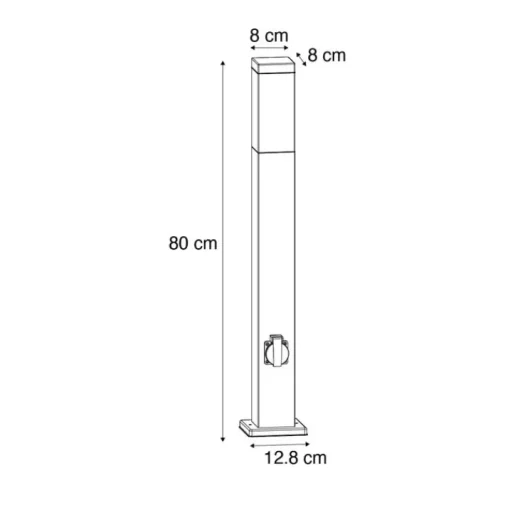 QAZQA Buitenlamp donkergrijs 80 cm met stopcontact IP44 - Malios