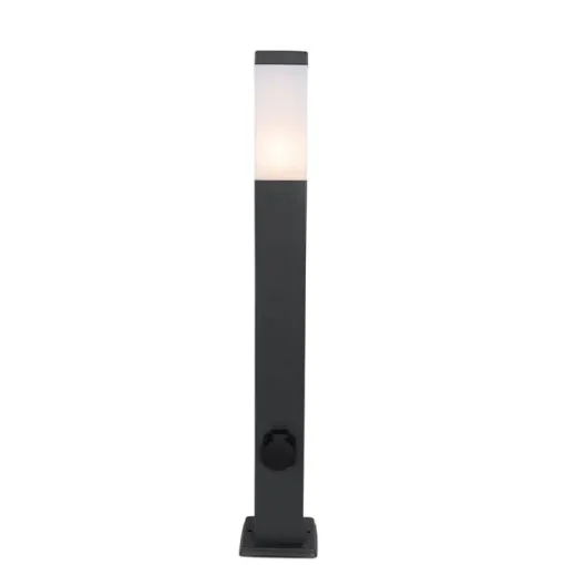 QAZQA Buitenlamp donkergrijs 80 cm met stopcontact IP44 - Malios