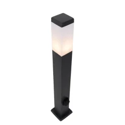 QAZQA Buitenlamp donkergrijs 80 cm met stopcontact IP44 - Malios