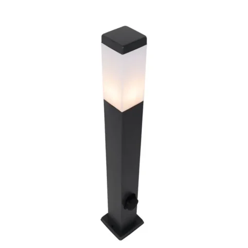 QAZQA Buitenlamp donkergrijs 80 cm met stopcontact IP44 - Malios