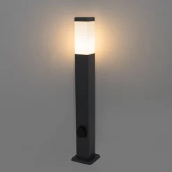 QAZQA Buitenlamp donkergrijs 80 cm met stopcontact IP44 - Malios
